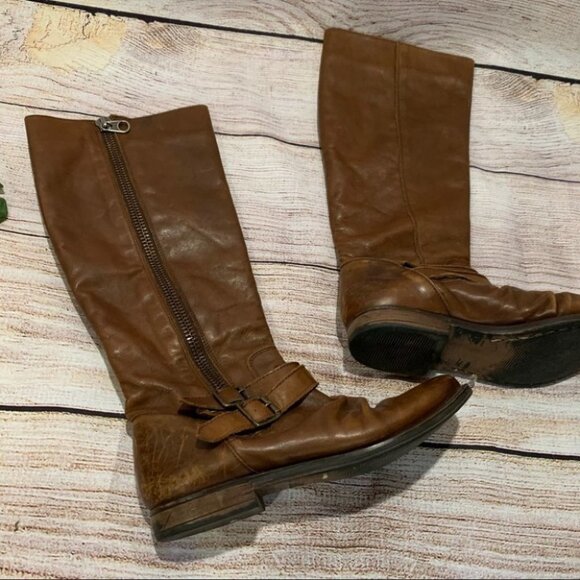 Steve Madden Saviorr Brown Leather Riding Boots - Picture 2 of 7